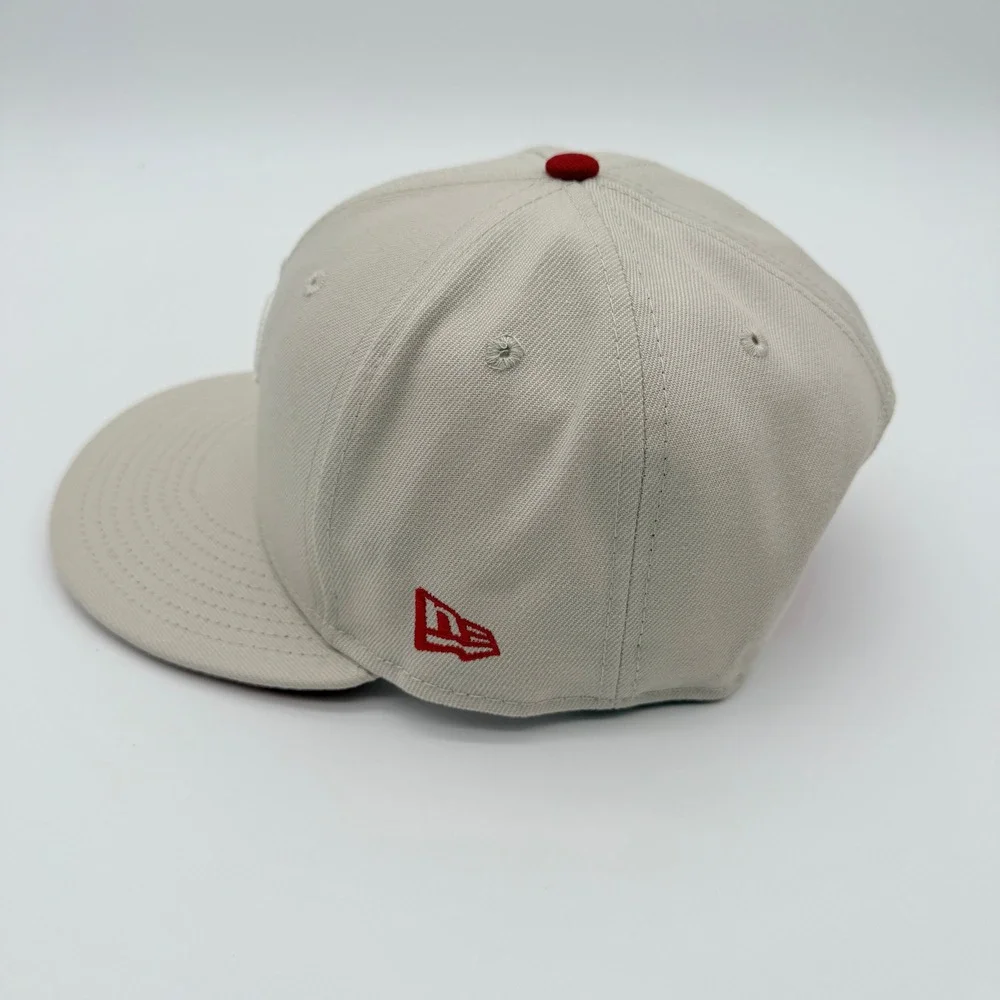 New Era World Baseball Classic Hat 9FIFTY Mens OSFM Beige Red Pinwheel Snapback